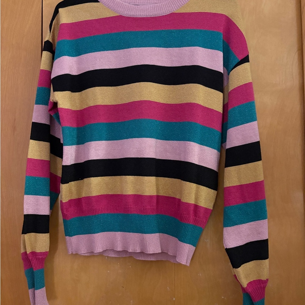 Nine West Pink and Gold Crew Neck Sweater